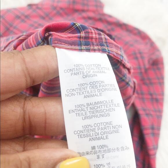 J. Crew Red Tartan Plaid Long-sleeved Button Up With Collar Shirt Size 2 - Picture 7 of 7